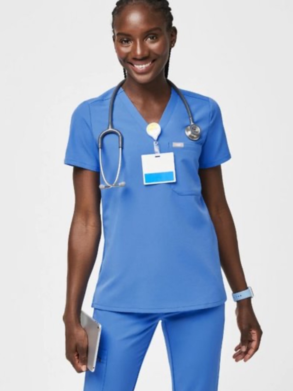 Figs Women’s Catarina Scrub Top - Capri Blue